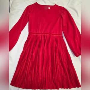 Polo Ralph Lauren Little Girls Red Velvet-Trim Pleated Dress Size XL (16)